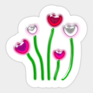 Glass Valentine Flowers Sticker